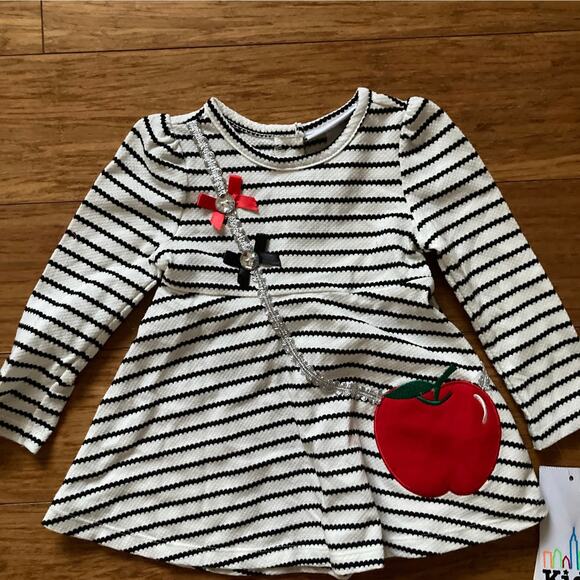 NWT Kids Headquarters Striped Appliqué Dress, Size 18M - Picture 2 of 7